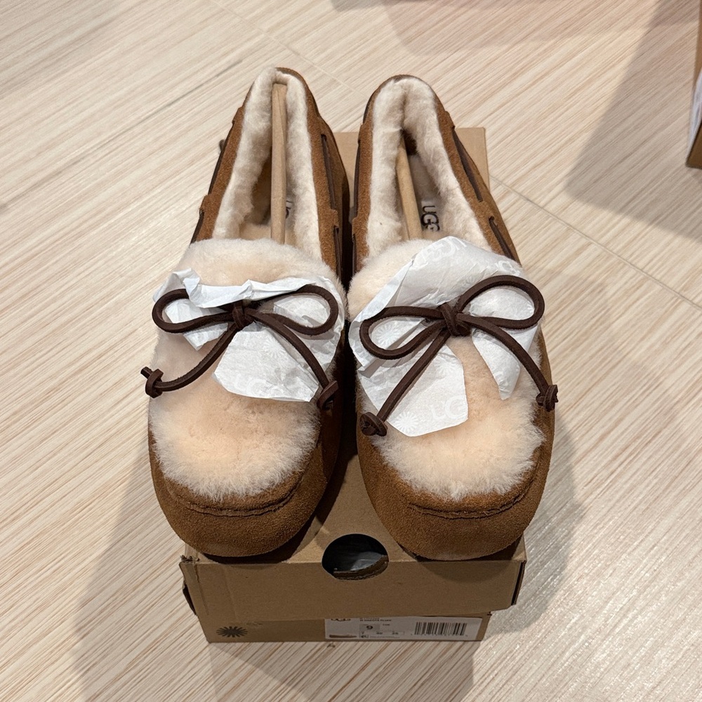 UGG Women's Tan Moccasins with Shearling Lining